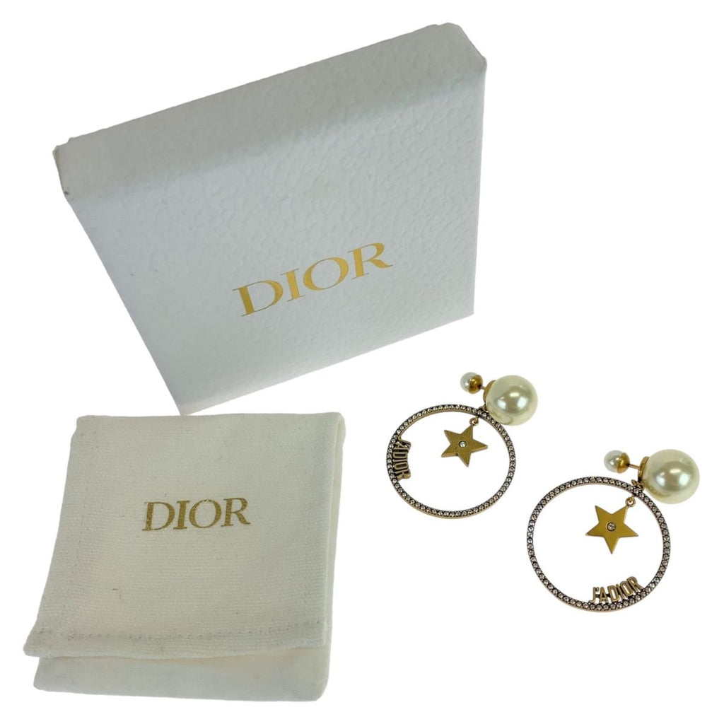 Dior JA Gold Faux Pearl Metal Earrings — view 5
