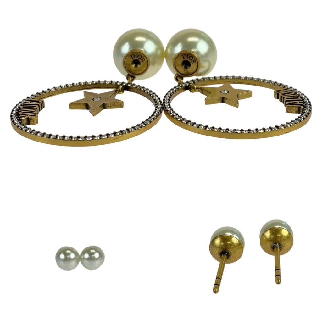 Dior JA Gold Faux Pearl Metal Earrings — view 4