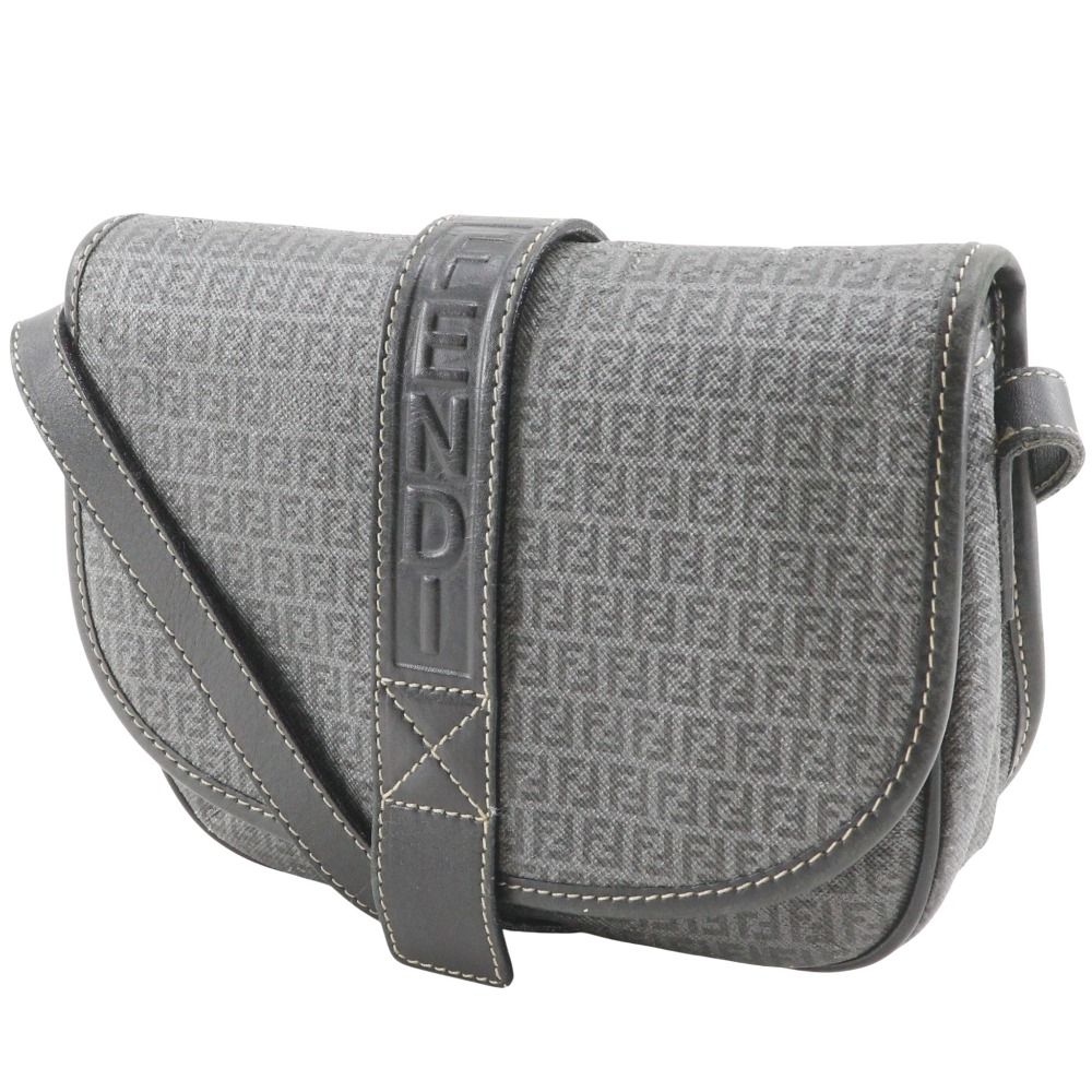 Fendi Zucchino Pochette Gray Shoulder Bag — view 2