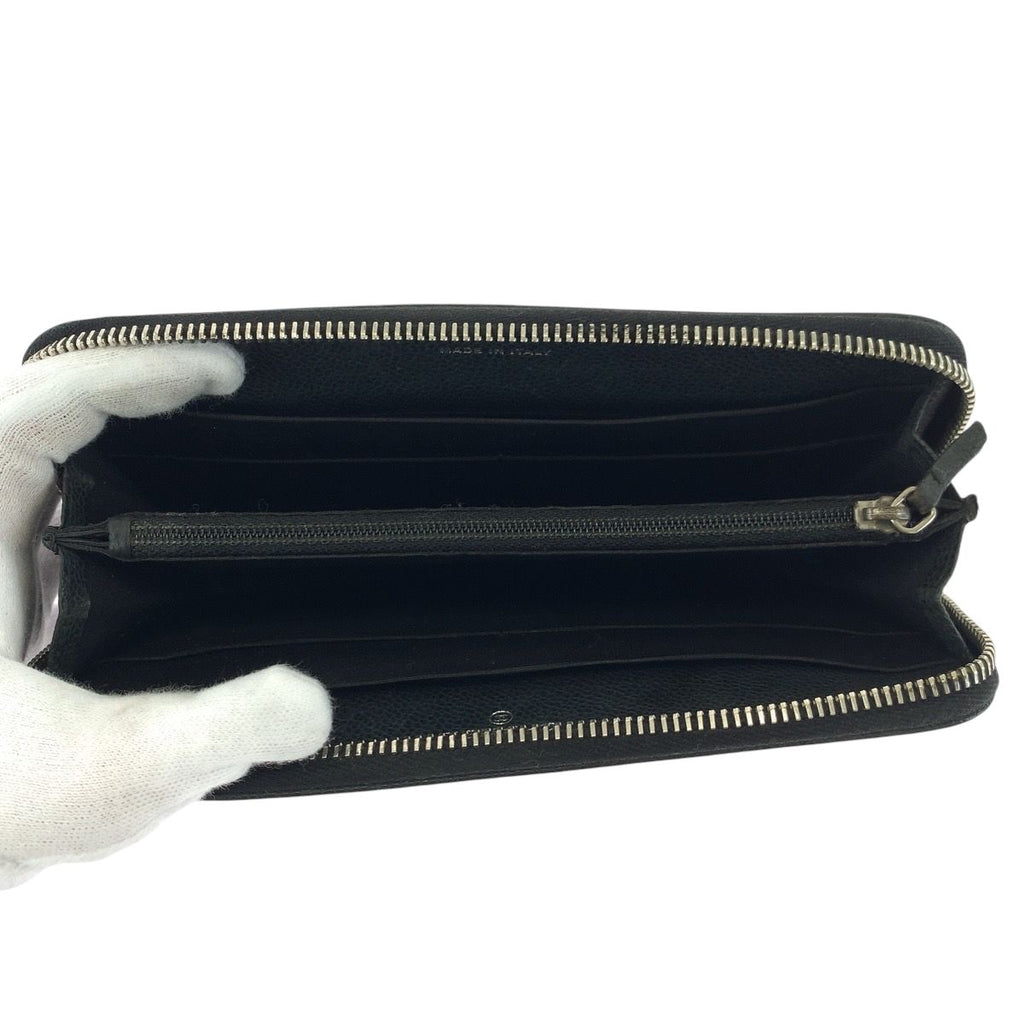 Chanel CC Logo Black Silver Caviar Leather Long Wallet Round Fastener — view 8