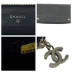 Chanel CC Logo Black Silver Caviar Leather Long Wallet Round Fastener — view 5