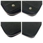 Chanel CC Logo Black Silver Caviar Leather Long Wallet Round Fastener — view 3