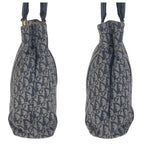 Dior Trotter Navy Gold Canvas Leather Tote Shoulder Bag — view 3