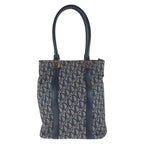 Dior Trotter Navy Gold Canvas Leather Tote Shoulder Bag — view 2