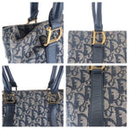 Dior Trotter Navy Gold Canvas Leather Tote Shoulder Bag — view 8