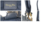 Dior Trotter Navy Gold Canvas Leather Tote Shoulder Bag — view 9