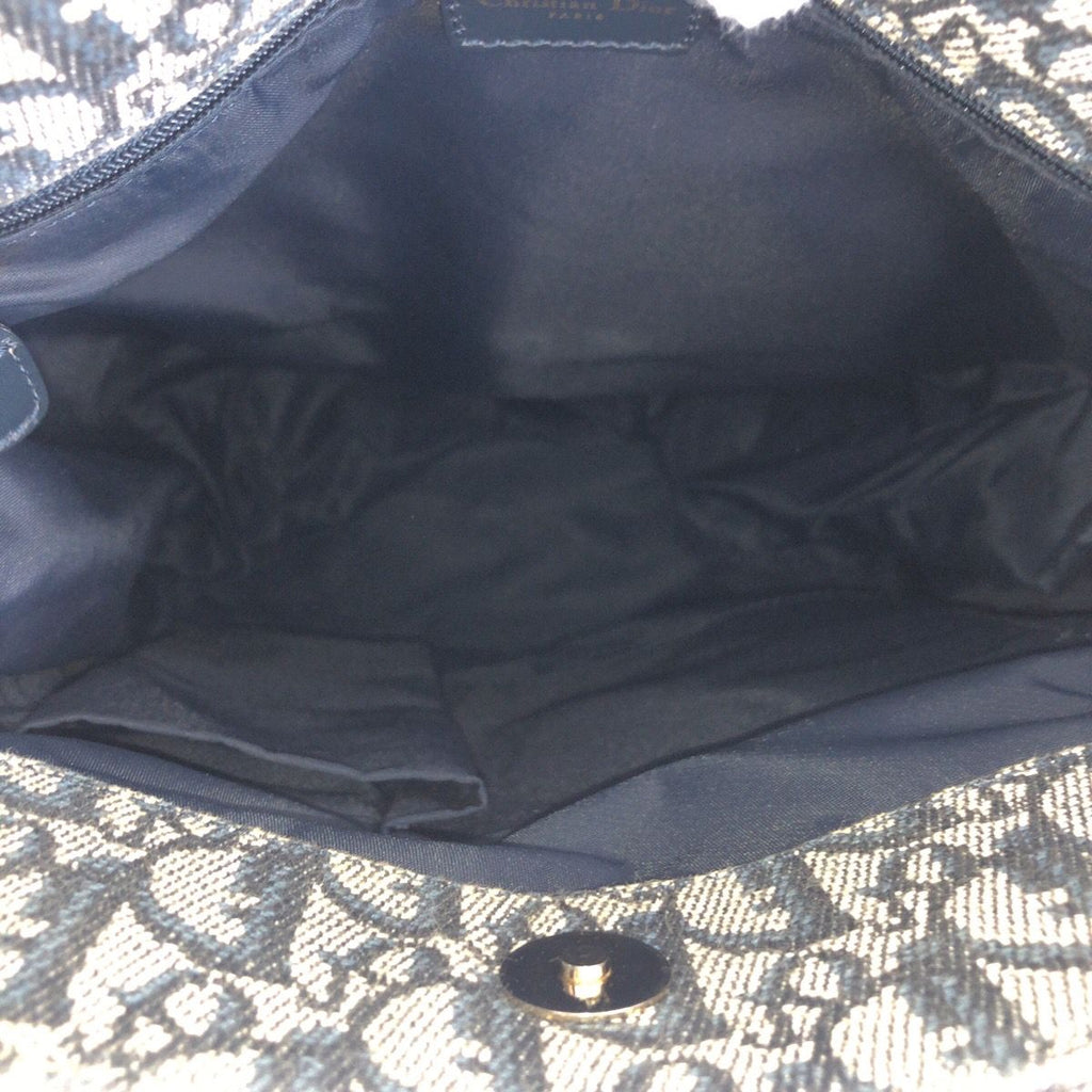 Dior Trotter Navy Gold Canvas Leather Tote Shoulder Bag — view 7