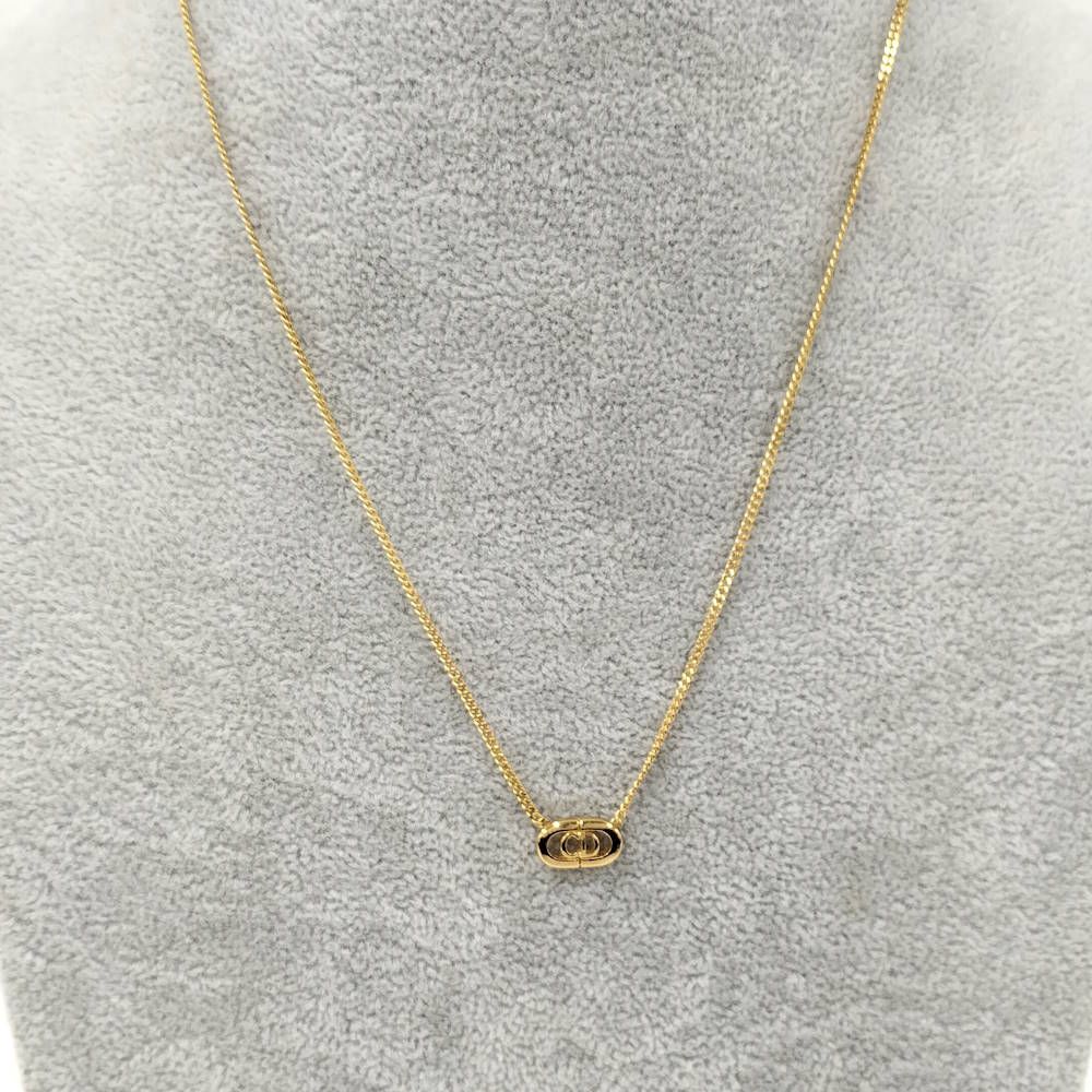Dior Christian Necklace Logo Plated Gold — view 9