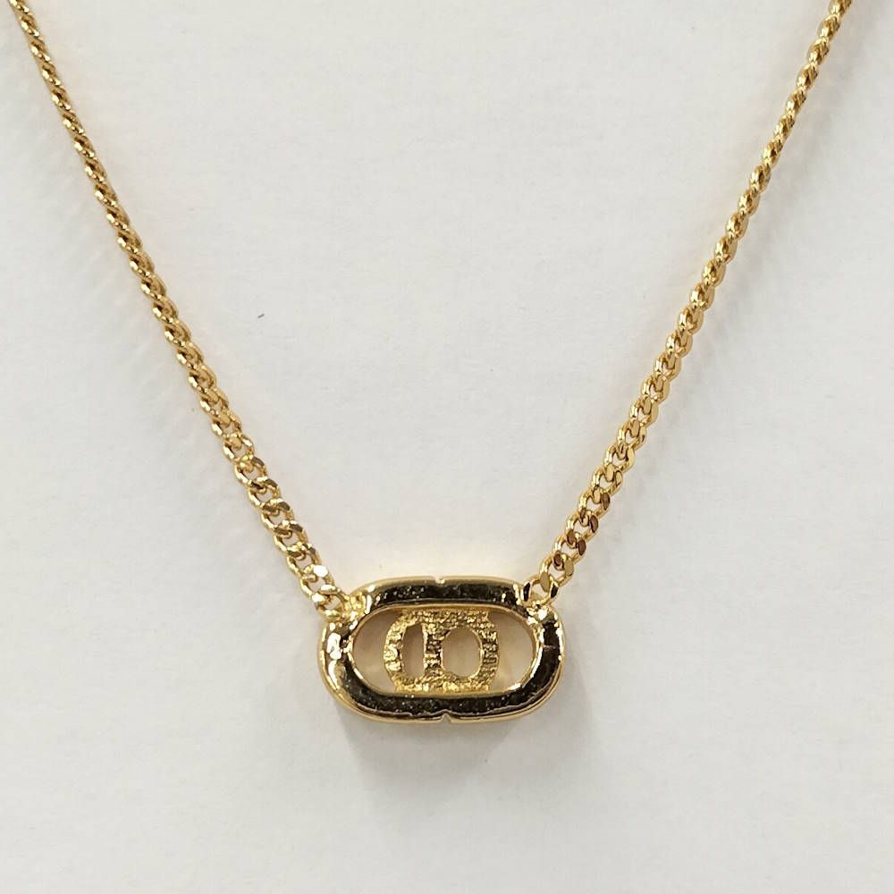 Dior Christian Necklace Logo Plated Gold — view 2