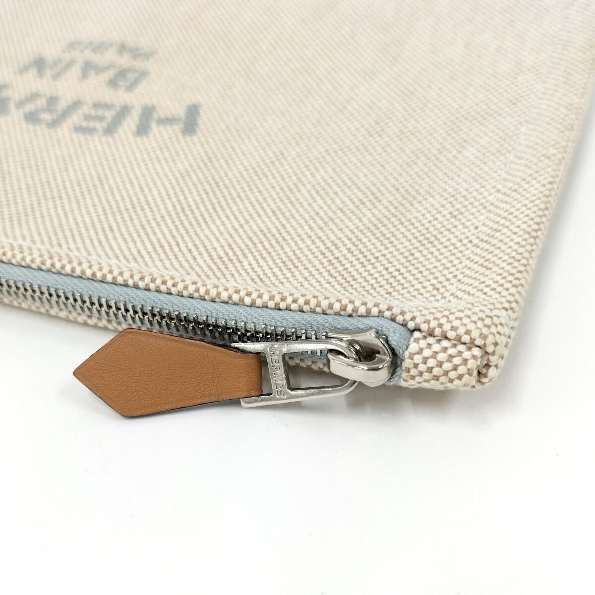 Hermes New Yachting PM Pouch Canvas Beige — view 4