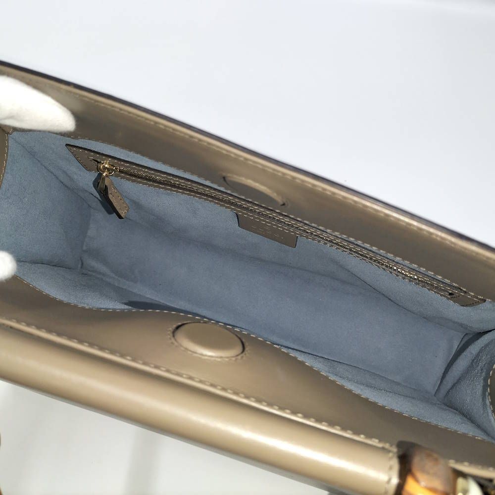 Gucci 2-Way Shoulder Bag Nimfair Leather Grey Bamboo — view 9