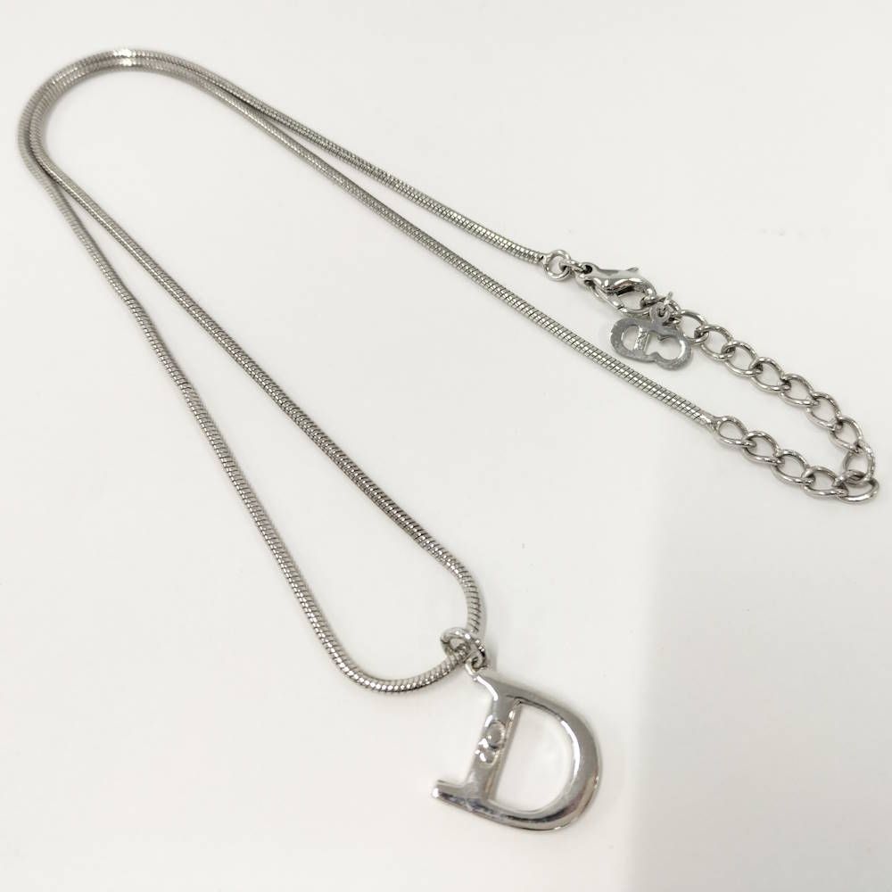 Dior Christian D Logo Necklace Silver Plated — view 3