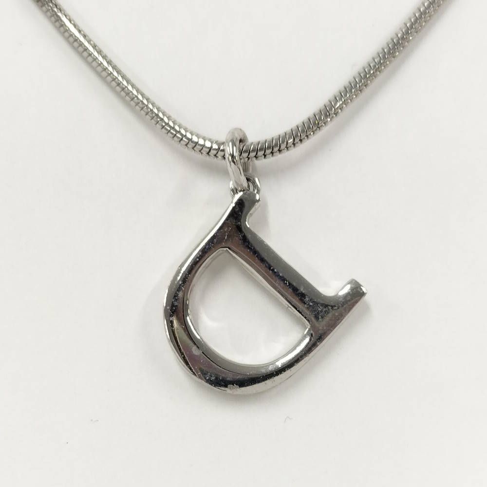 Dior Christian D Logo Necklace Silver Plated — view 2