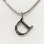 Dior Christian D Logo Necklace Silver Plated — view 2