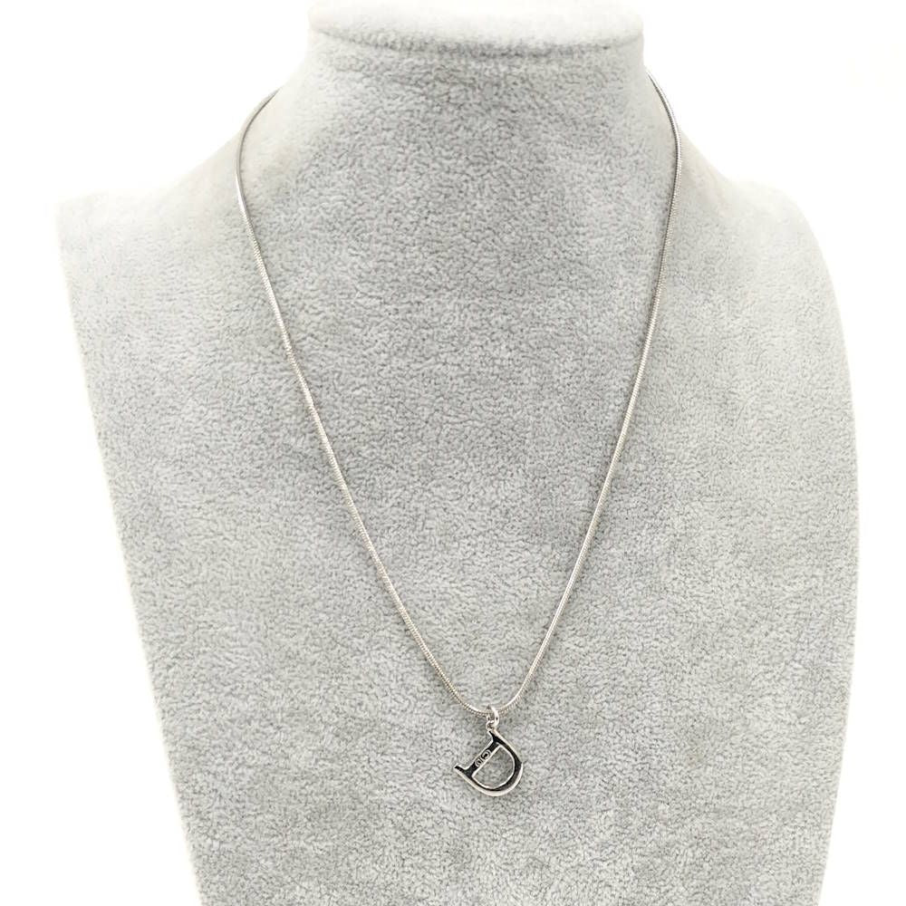 Dior Christian D Logo Necklace Silver Plated — view 7