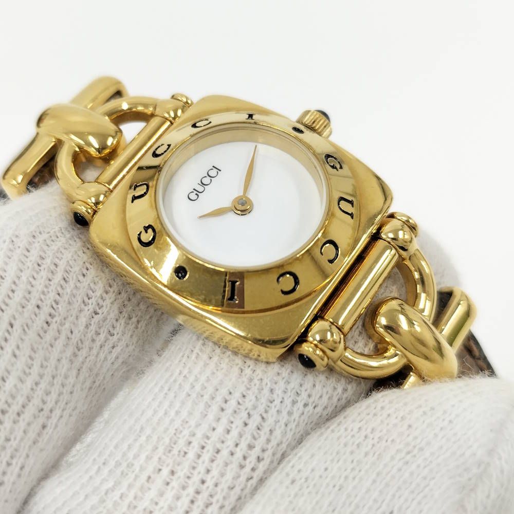 Gucci Watch Horsebit Leather Belt SS Quartz White Dial — view 7