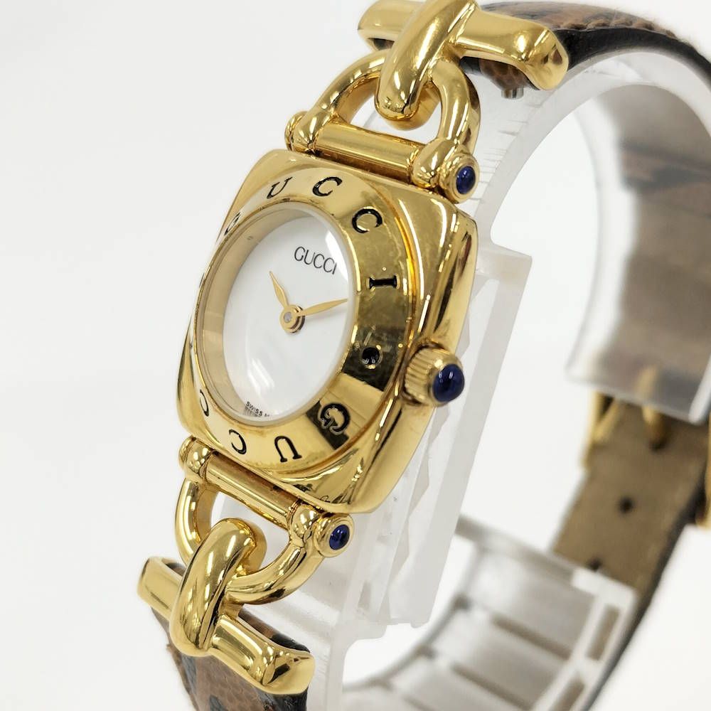 Gucci Watch Horsebit Leather Belt SS Quartz White Dial — view 3