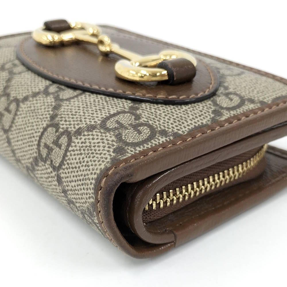 Gucci Horsebit Bifold Wallet Leather Beige Brown — view 4