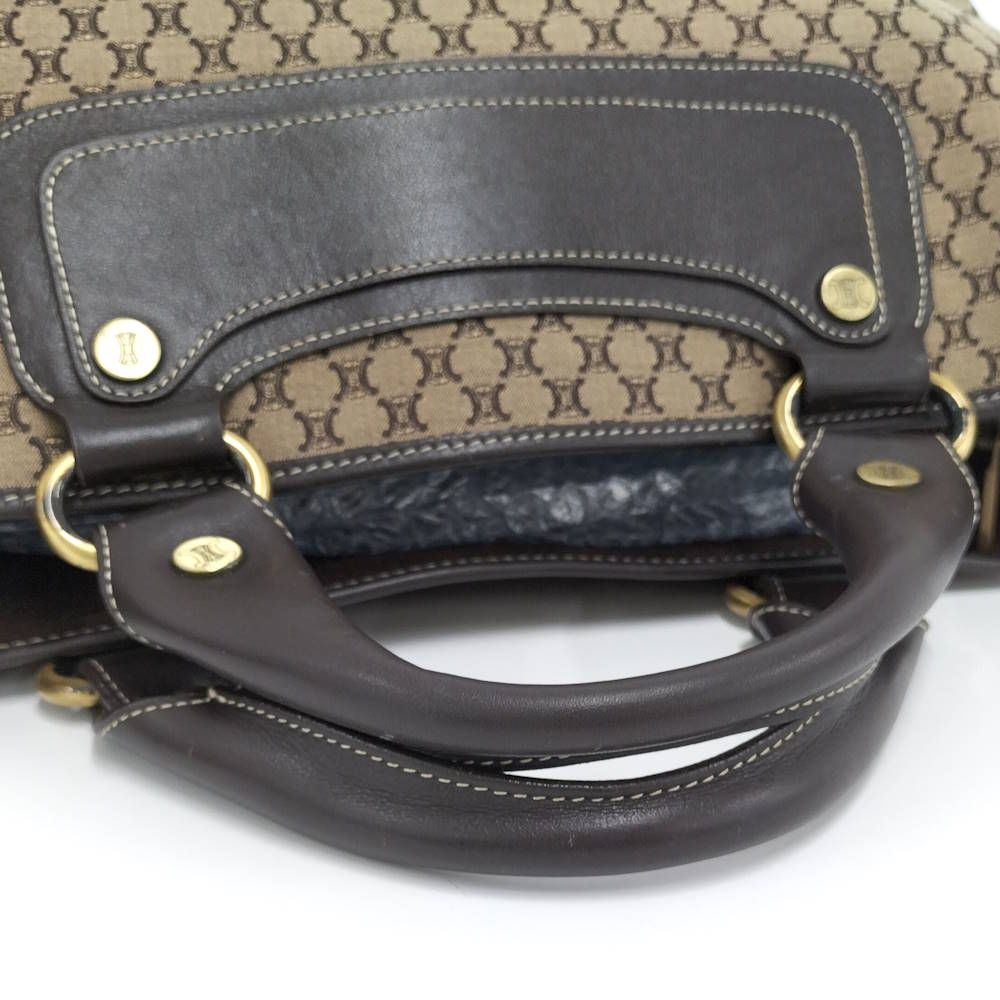 Celine Handbag Macadam Leather Canvas Beige Brown — view 4