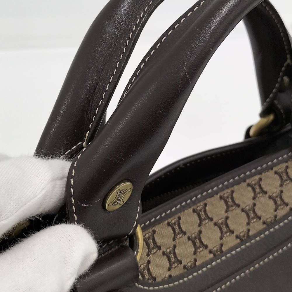 Celine Handbag Macadam Leather Canvas Beige Brown — view 5