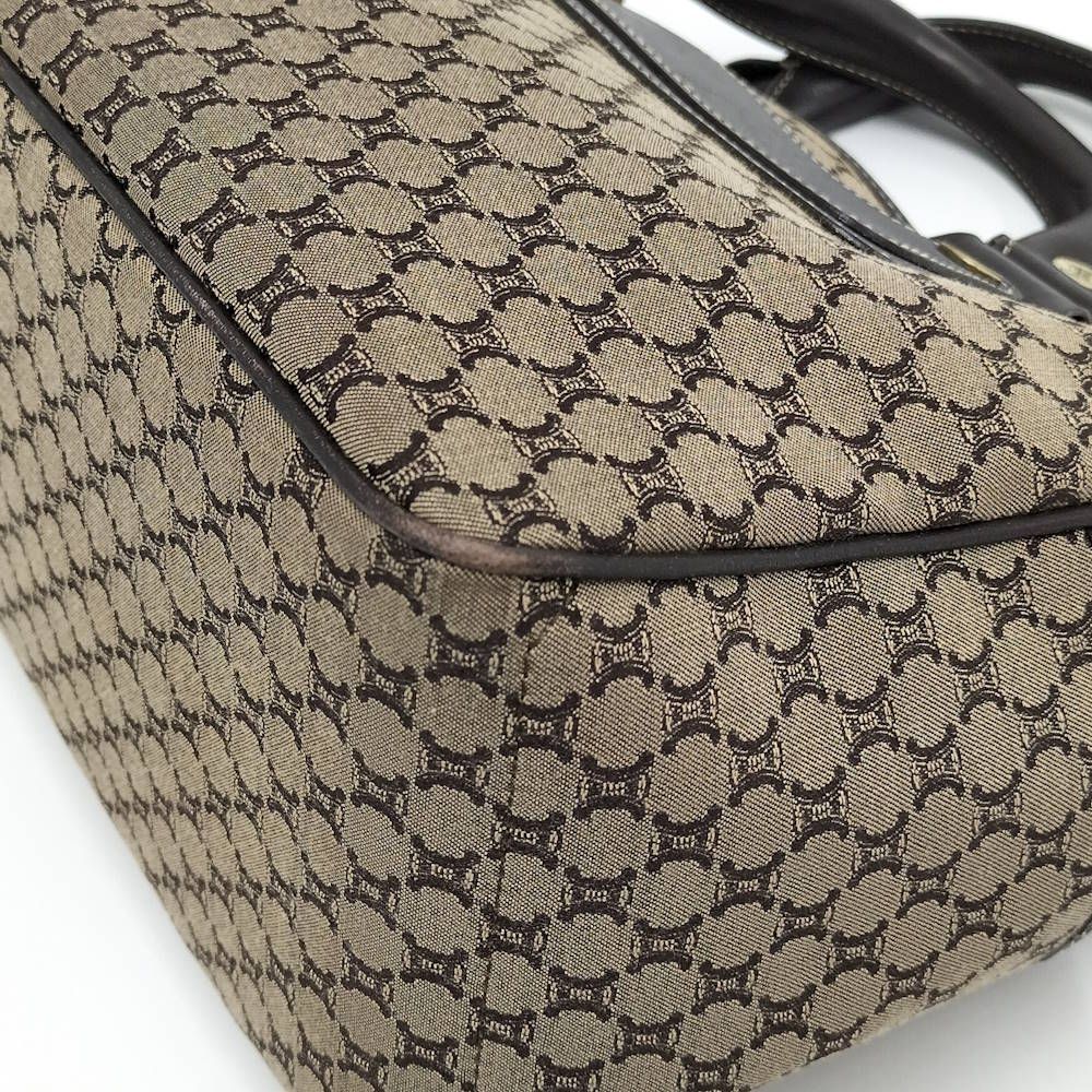 Celine Handbag Macadam Leather Canvas Beige Brown — view 3