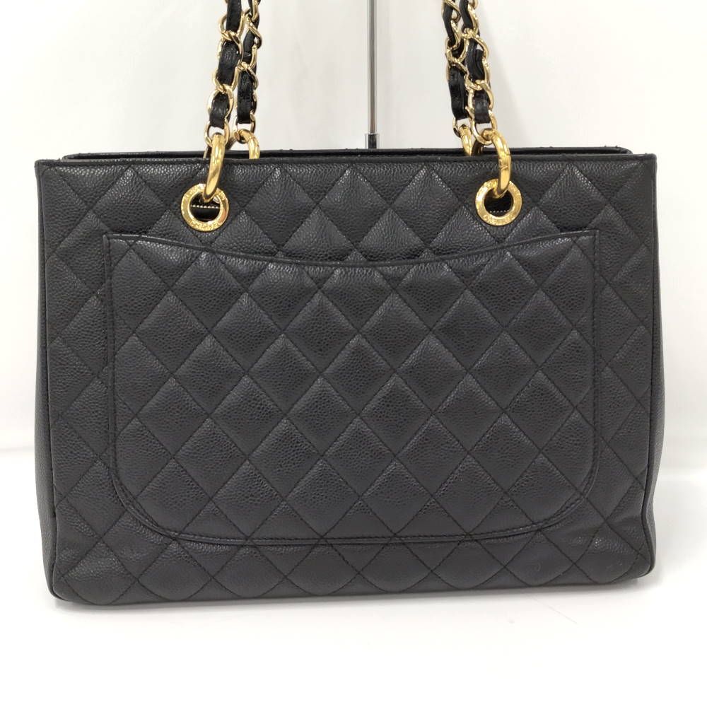 Chanel Grand Shopping Tote GST Chain Quilted Caviar Leather Black — view 2