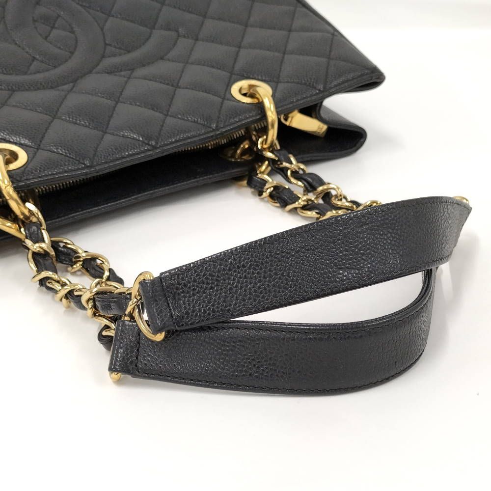 Chanel Grand Shopping Tote GST Chain Quilted Caviar Leather Black — view 4