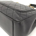 Chanel Grand Shopping Tote GST Chain Quilted Caviar Leather Black — view 3