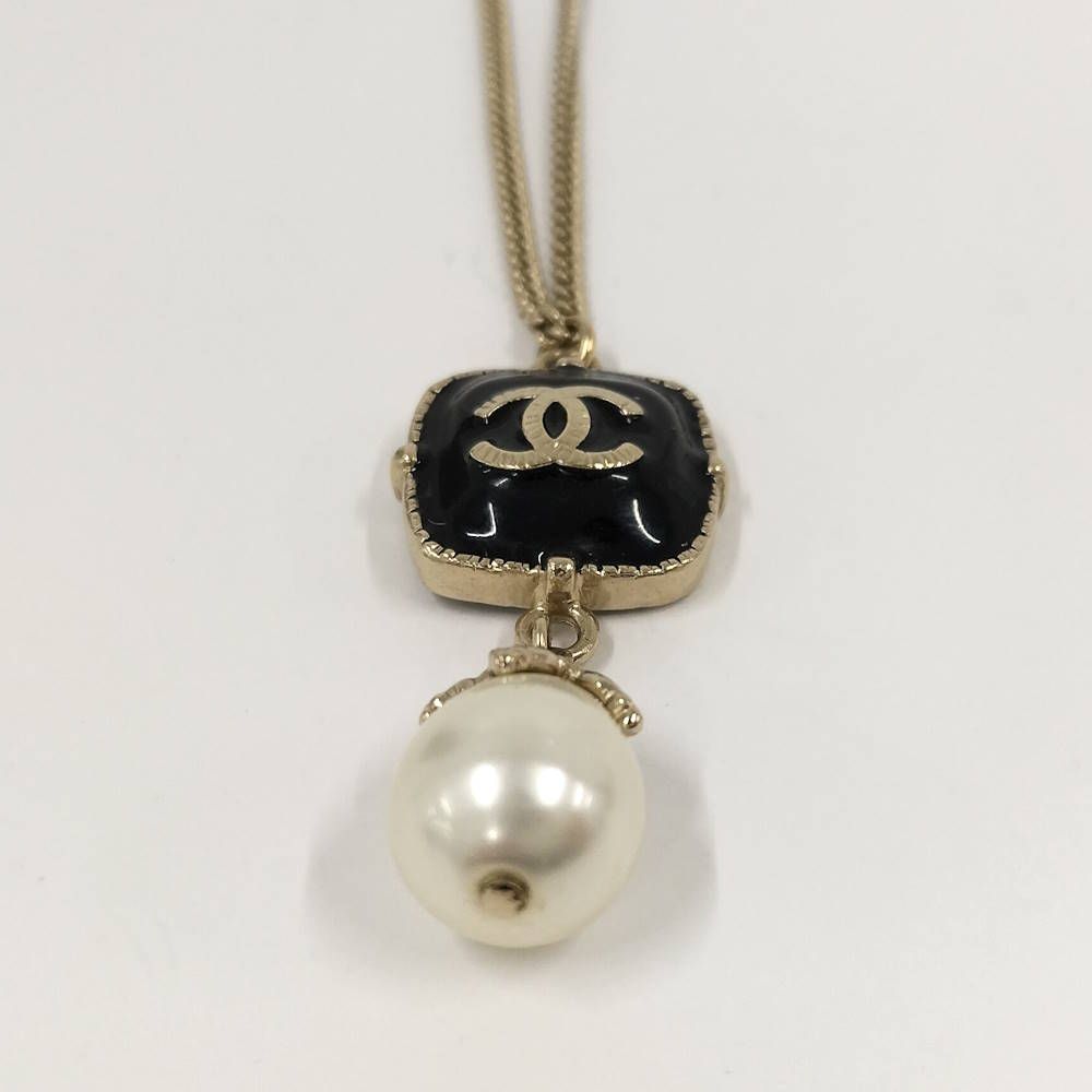 Chanel CC Logo Pearl Necklace — view 5