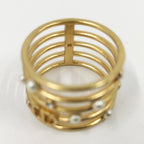 Dior Christian Ring CD Logo Rhinestone Faux Pearl Gold Plated M