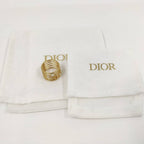 Dior Christian Ring CD Logo Rhinestone Faux Pearl Gold Plated M