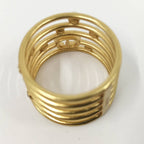 Dior Christian Ring CD Logo Rhinestone Faux Pearl Gold Plated M