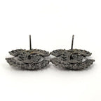 Chanel CC Logo Earrings Rhinestone Silver Plated — view 4