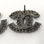 Chanel CC Logo Earrings Rhinestone Silver Plated — view 6
