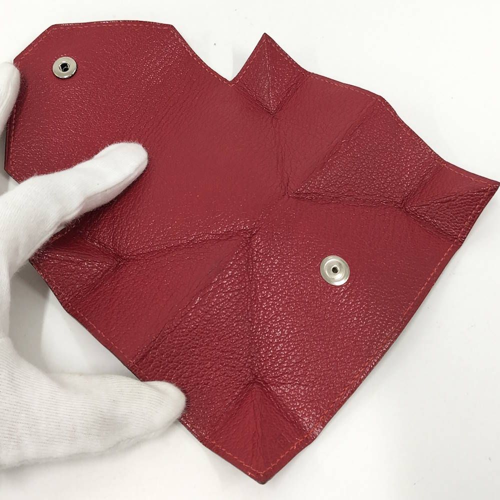 Hermes Levain Quatre Coin Purse Leather Red — view 9