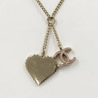 Chanel Necklace Heart CC Logo Silver — view 2