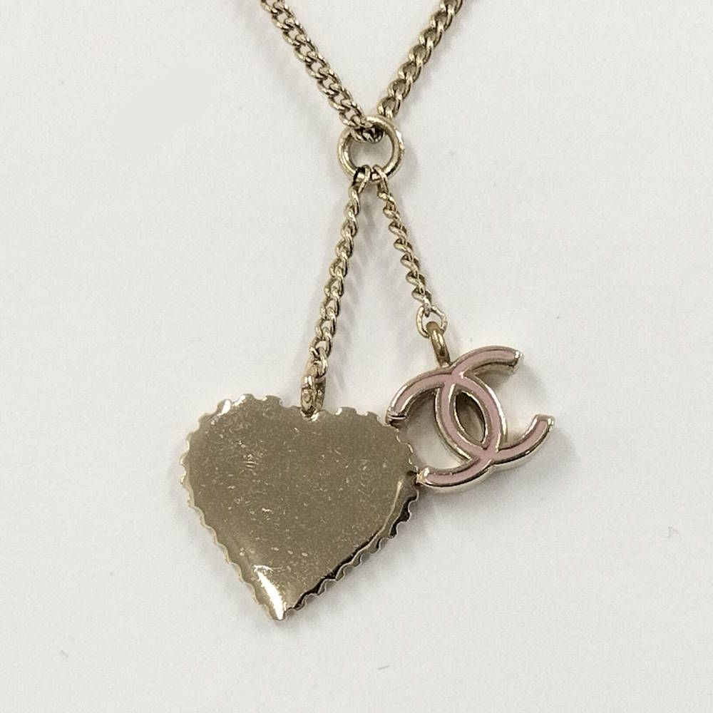 Chanel Necklace Heart CC Logo Silver — view 2