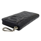 Chanel Wallet Cambon Long Lambskin Black Silver — view 3