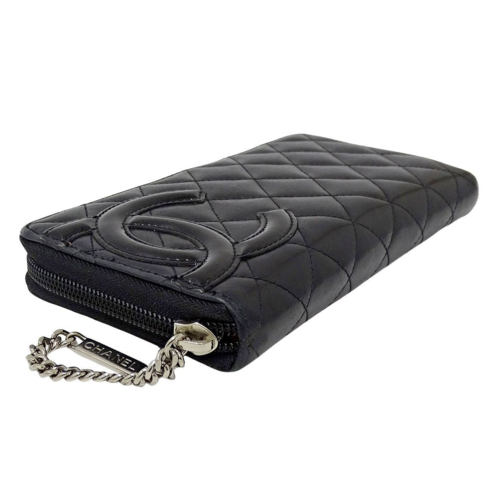 Chanel Wallet Cambon Long Lambskin Black Silver — view 3
