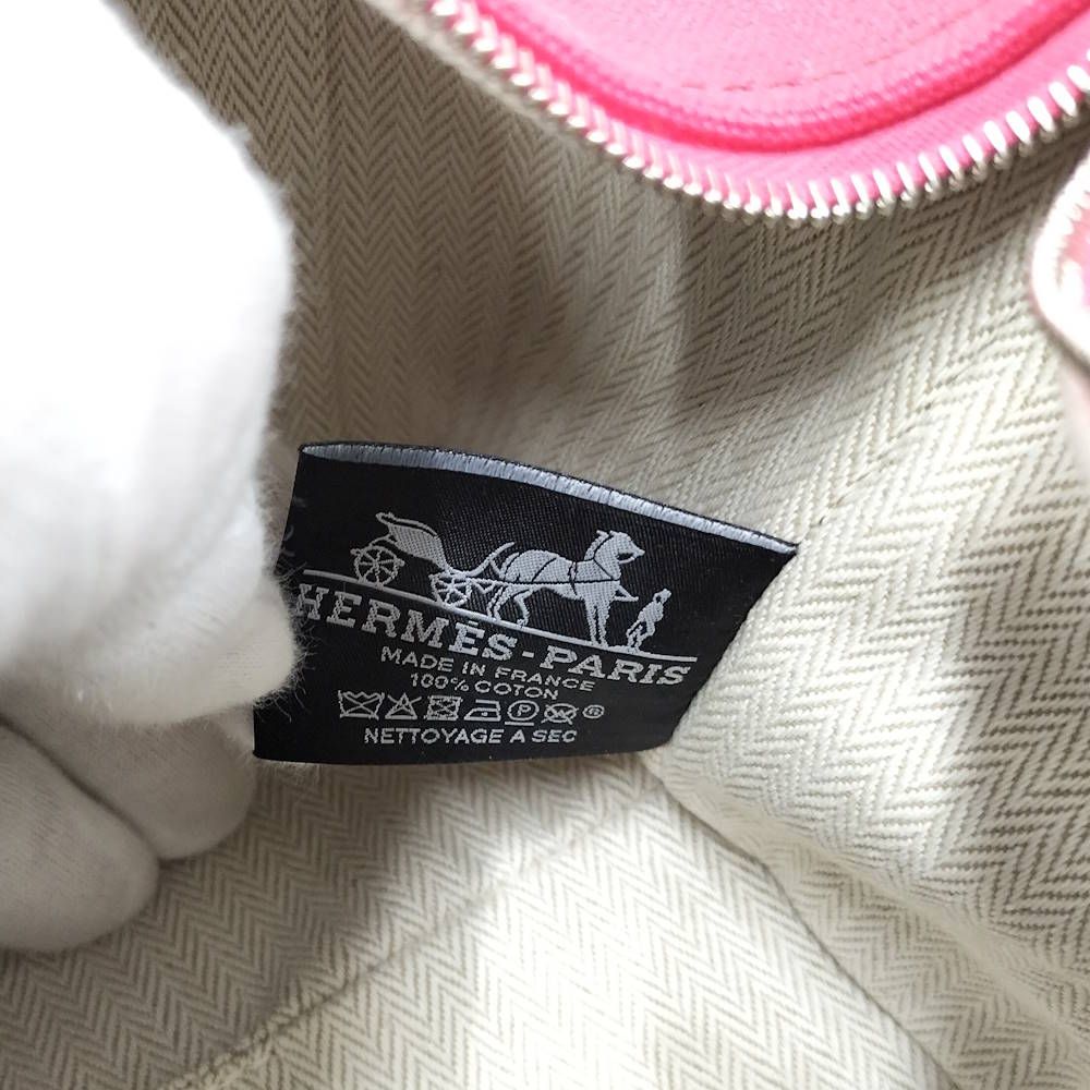 Hermes Bric-a-Brac PM Handbag Canvas Pink — view 8