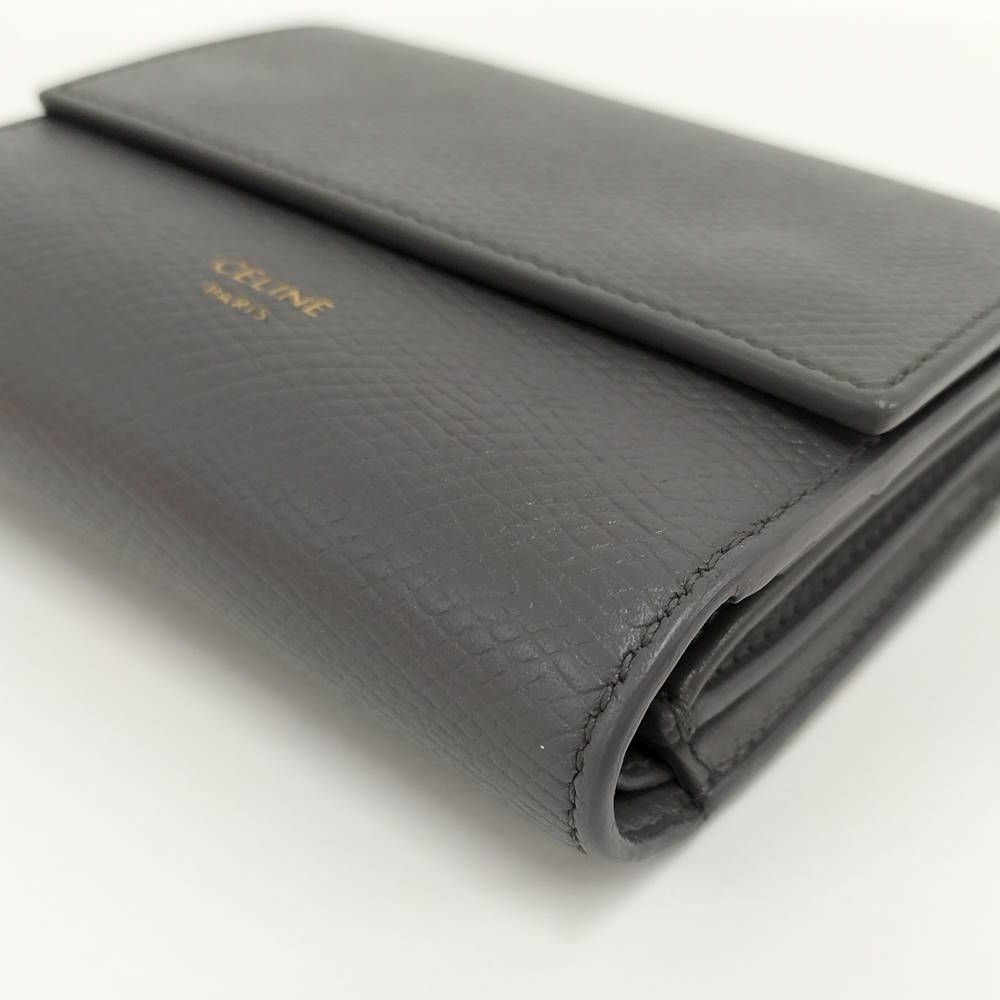 Celine Small Trifold Wallet Leather Gray — view 6