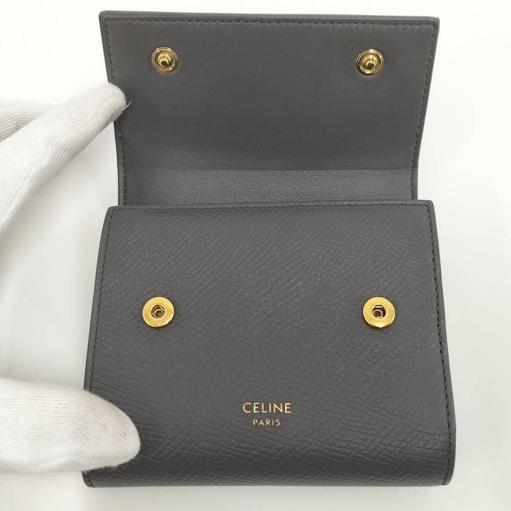 Celine Small Trifold Wallet Leather Gray — view 2