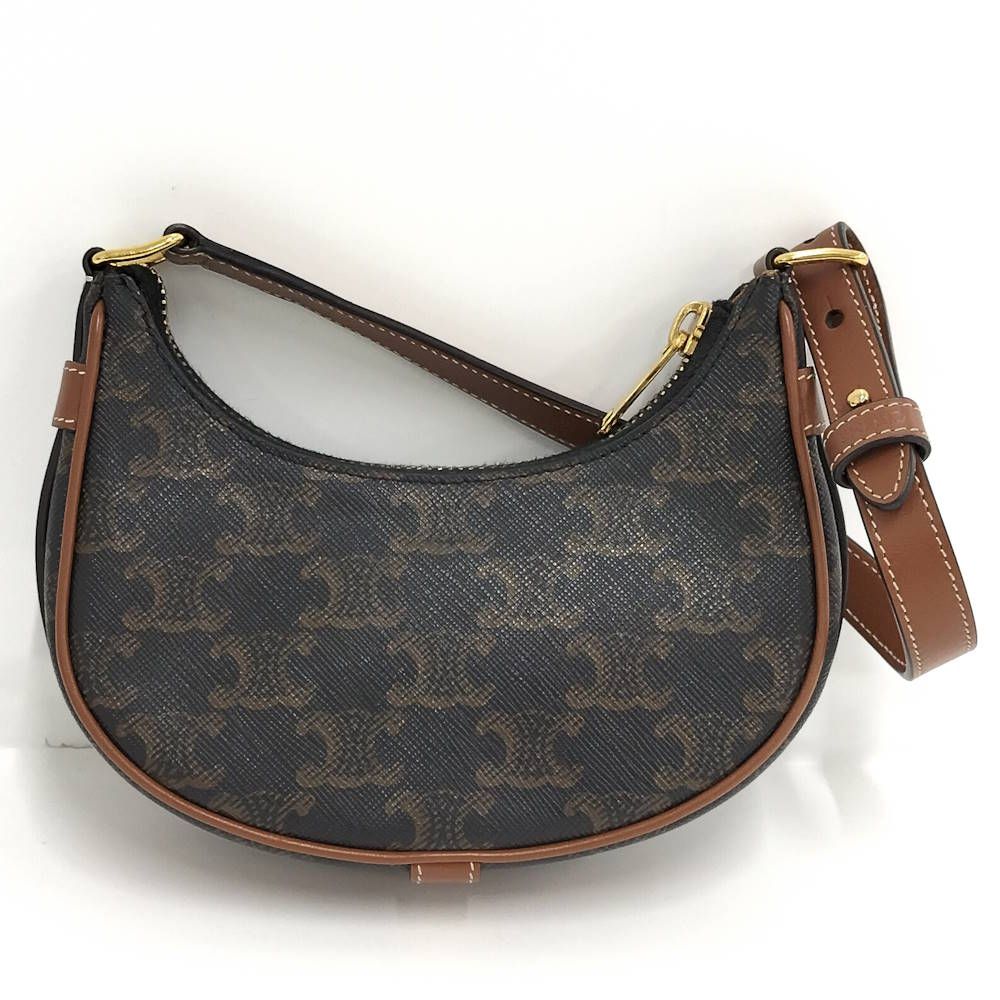 Celine One Shoulder Bag Mini Ava Triomphe Leather Black Brown — view 2