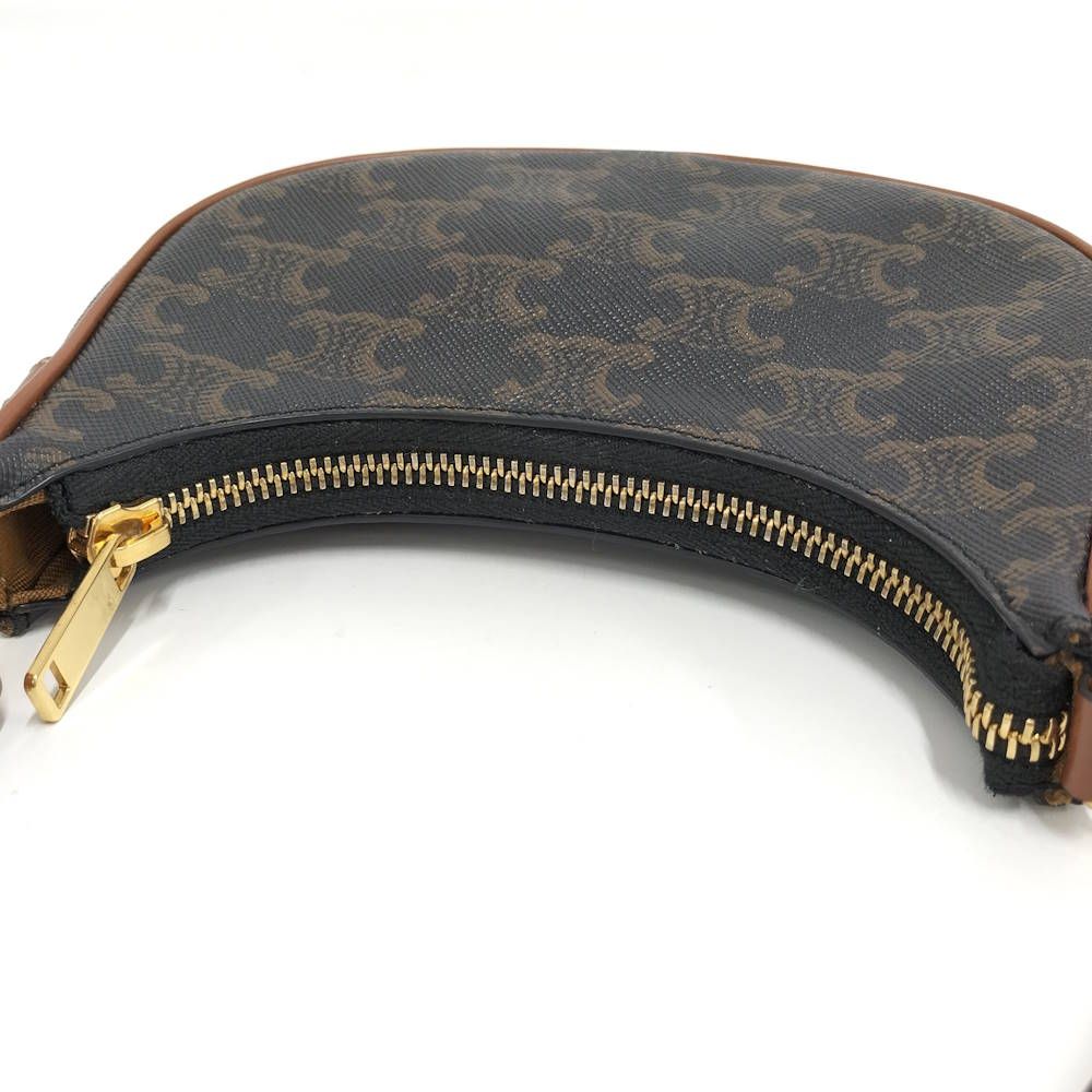Celine One Shoulder Bag Mini Ava Triomphe Leather Black Brown — view 9