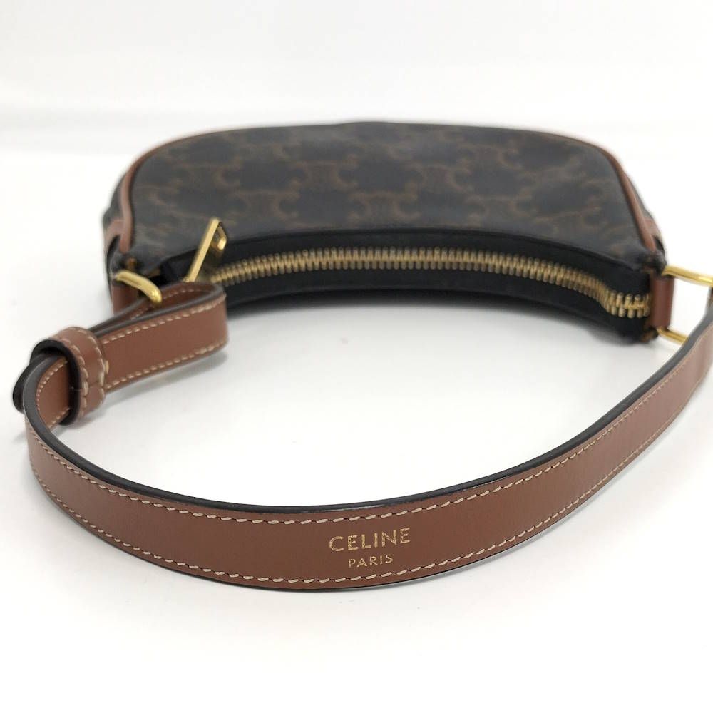 Celine One Shoulder Bag Mini Ava Triomphe Leather Black Brown — view 4