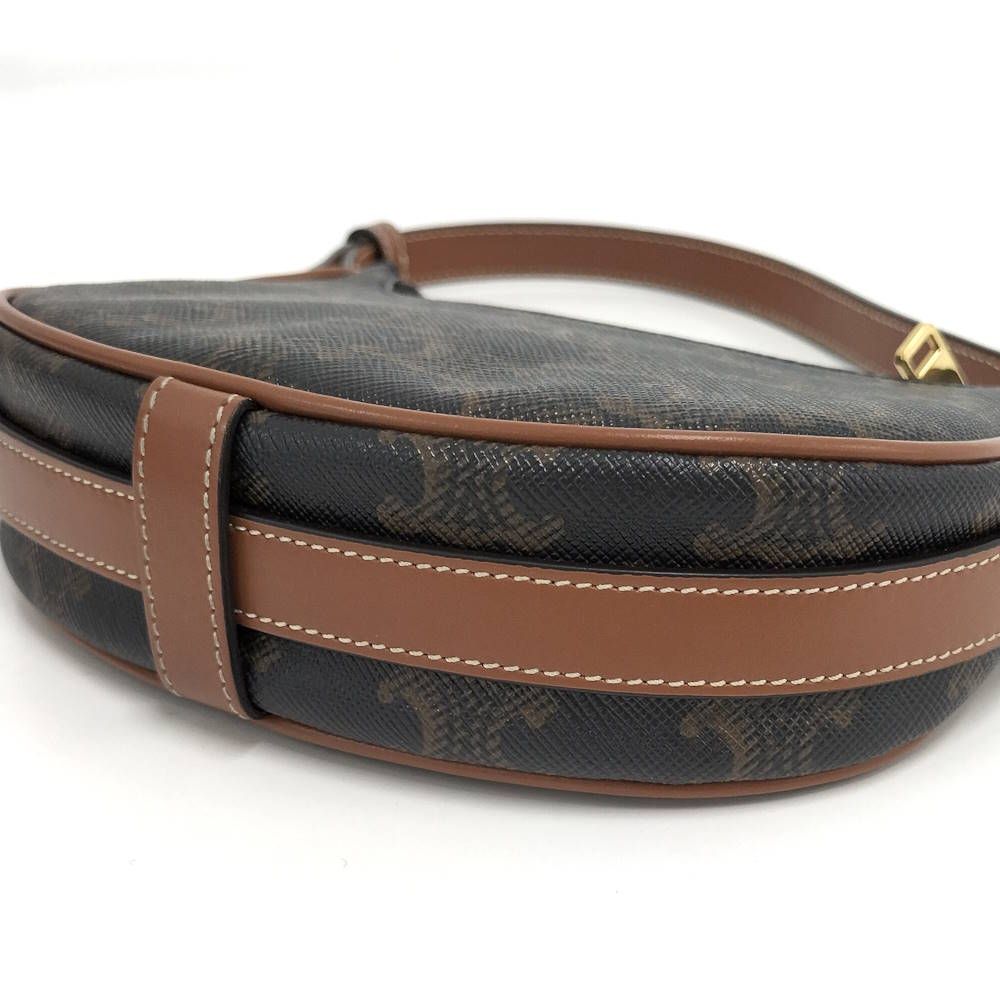 Celine One Shoulder Bag Mini Ava Triomphe Leather Black Brown — view 3