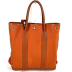 Hermes Shoulder Bag Garden File PM Leather Canvas Orange — view 3