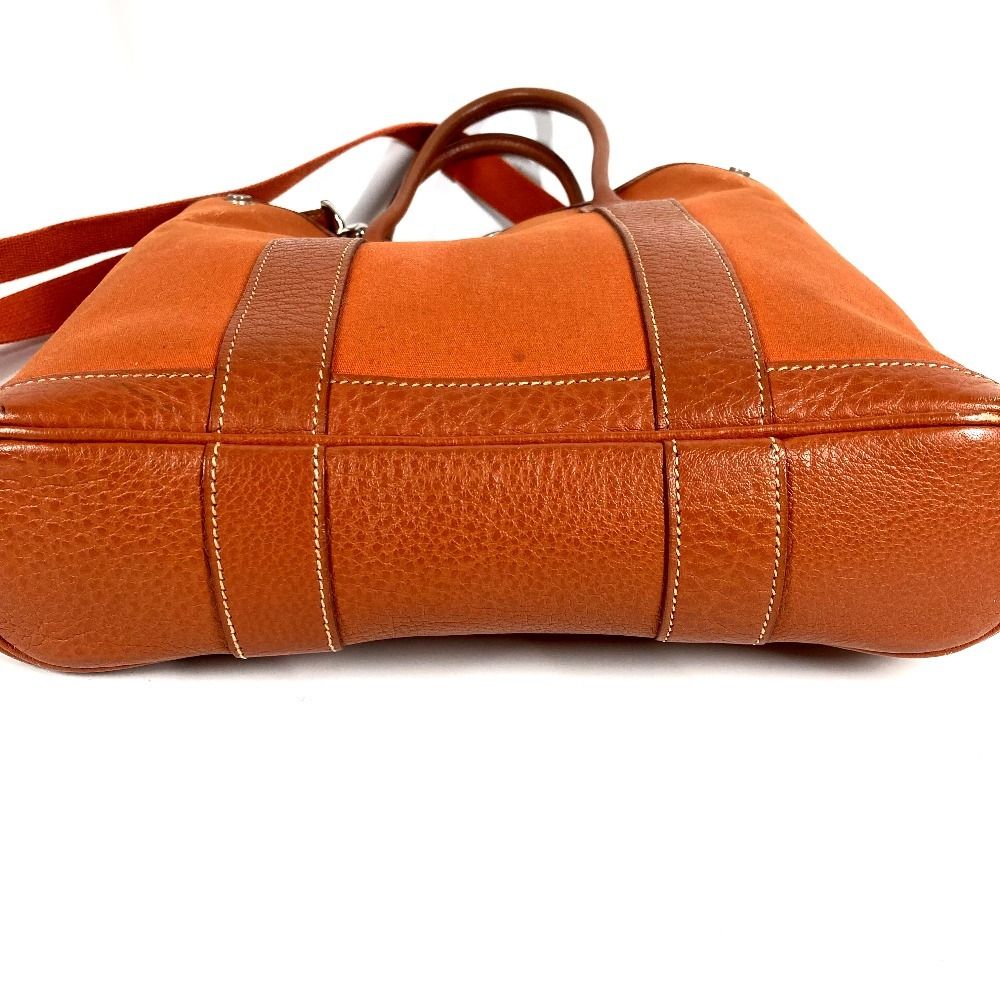 Hermes Shoulder Bag Garden File PM Leather Canvas Orange — view 6