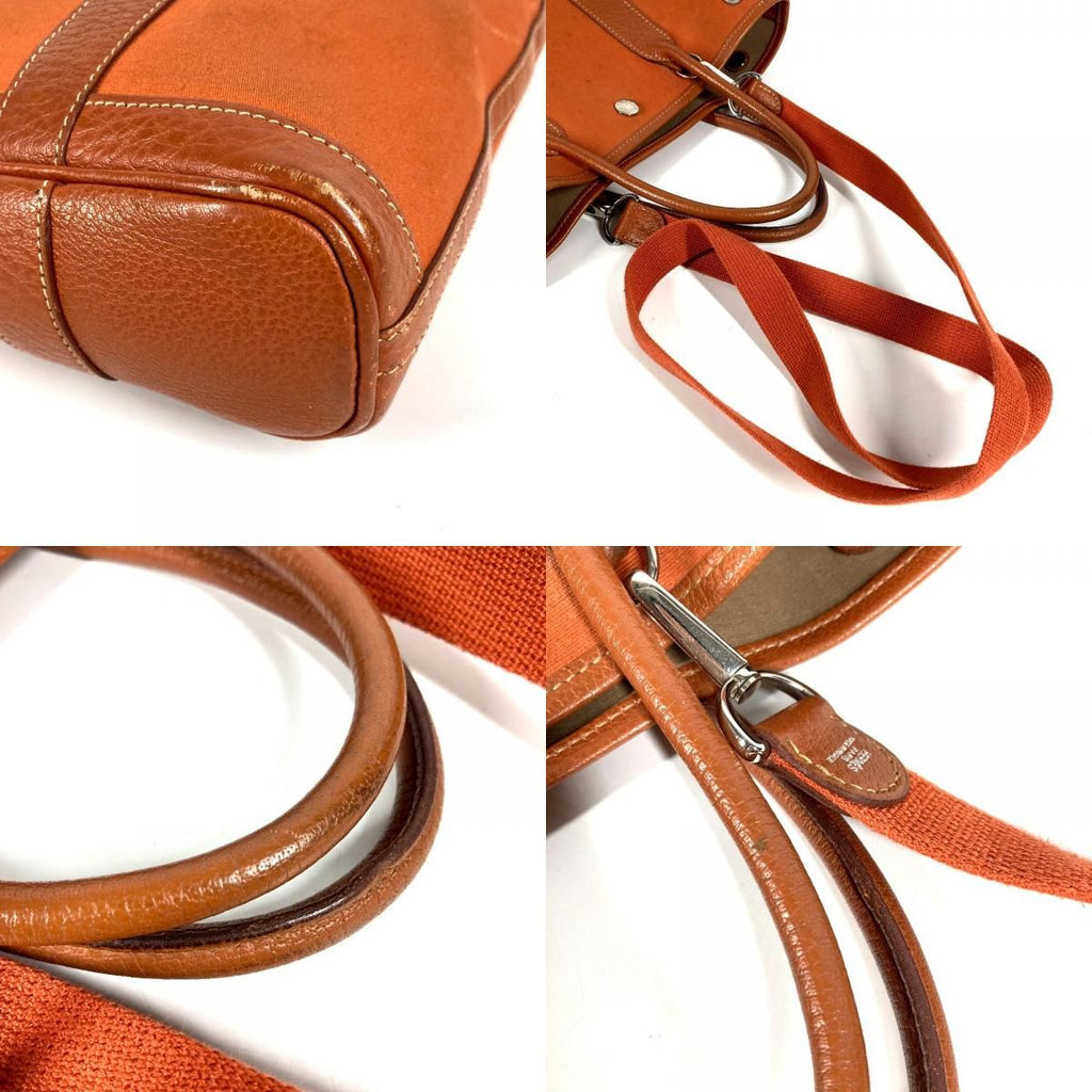 Hermes Shoulder Bag Garden File PM Leather Canvas Orange — view 8