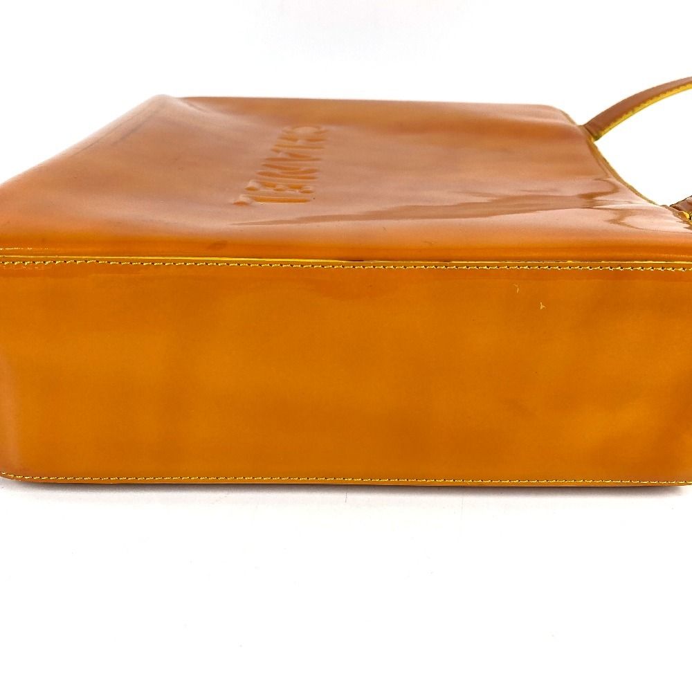 Chanel Shoulder Bag Logo Patent Leather Orange — view 3